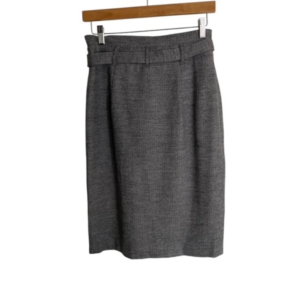 NWT J. McLaughlin Leolia Wool Blend Skirt in Grey Herringbone Jacquard 2 - Picture 4 of 5